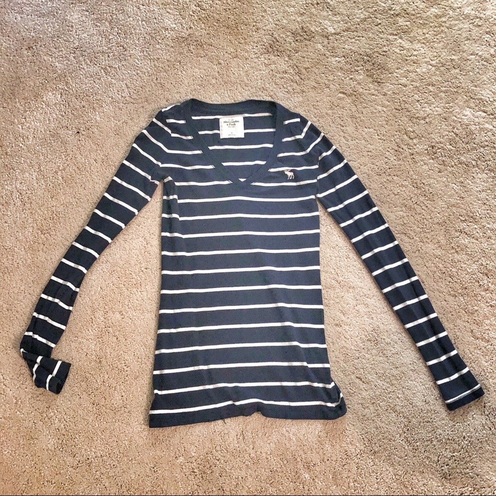Abercrombie and Fitch striped longsleeve V-neck